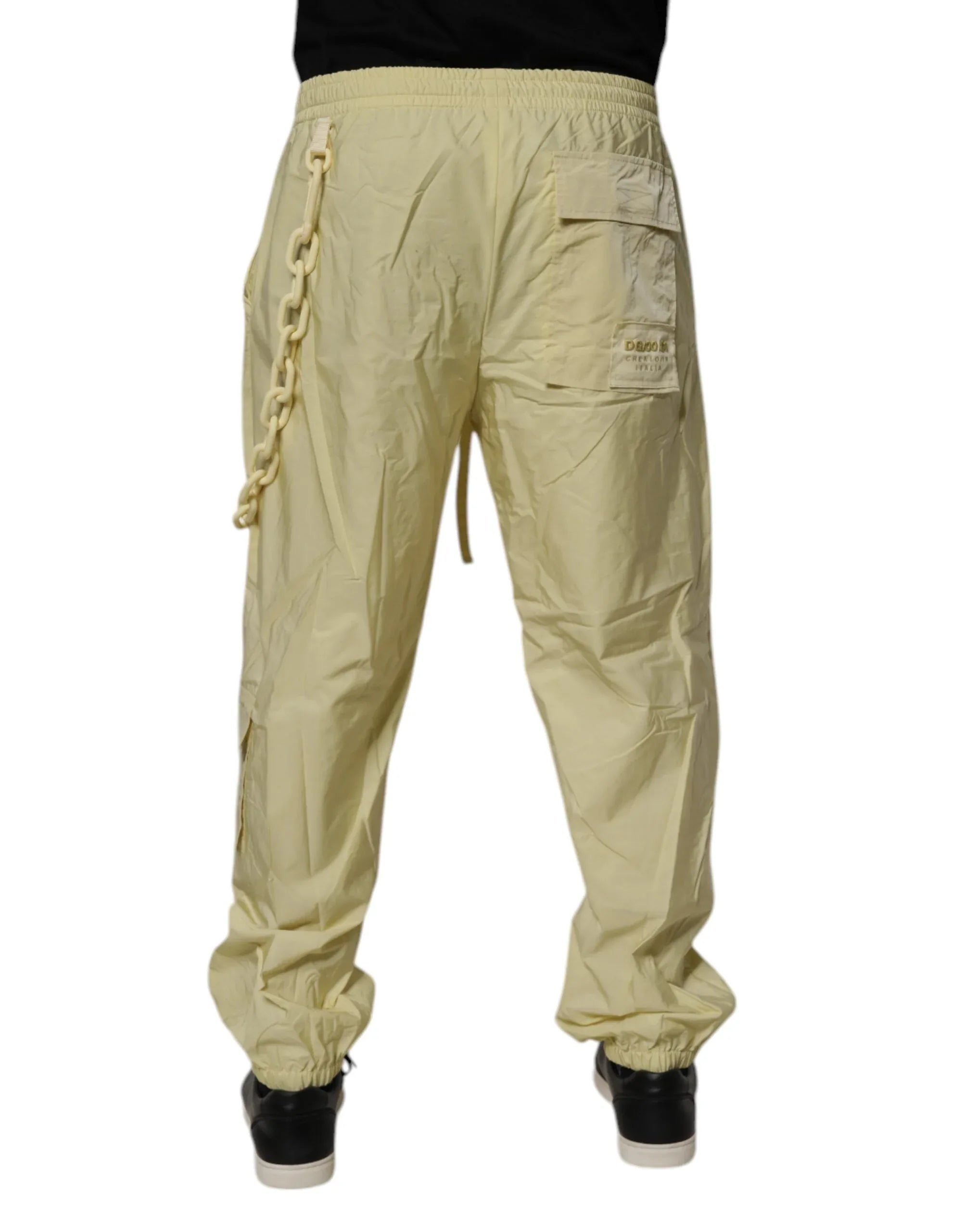 Dolce & Gabbana Yellow Nylon Cargo Chain Men Jogger Pants - Zeiniez