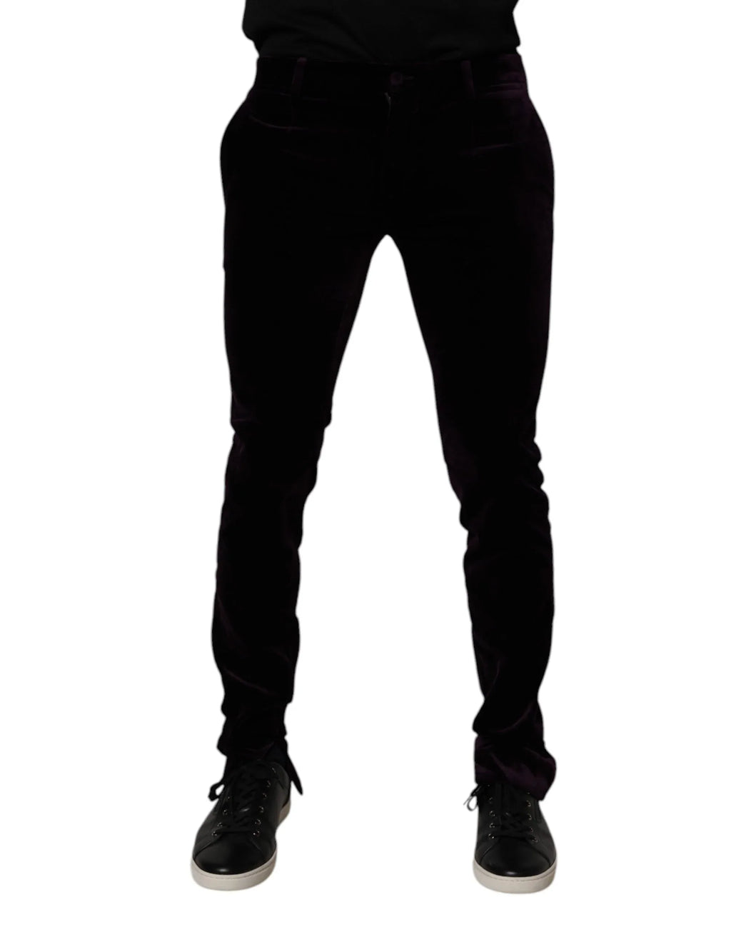 Dolce & Gabbana Violet Velvet Cotton Men Dress Formal Pants - Zeiniez