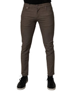 Dolce & Gabbana Brown Cotton Stretch Chino Pants - Zeiniez