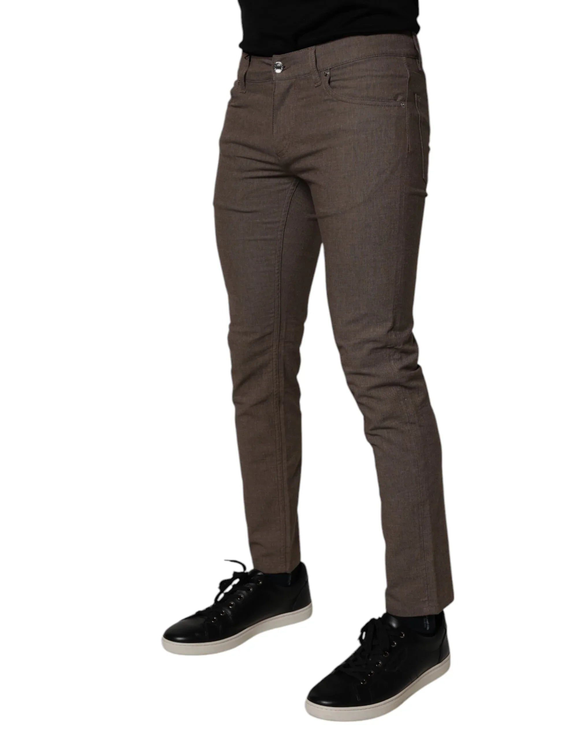 Dolce & Gabbana Brown Cotton Stretch Chino Pants - Zeiniez