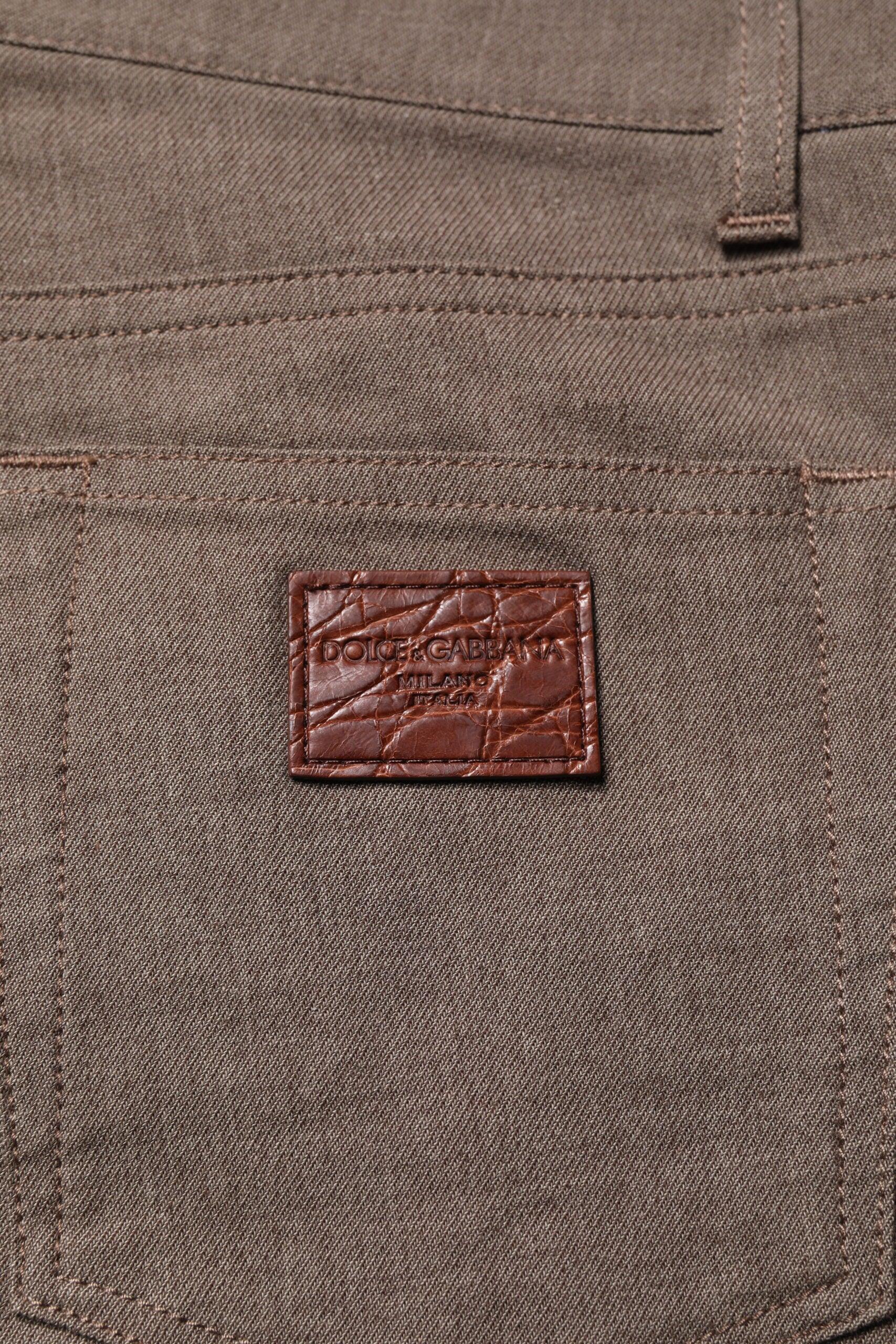 Dolce & Gabbana Brown Cotton Stretch Chino Pants - Zeiniez