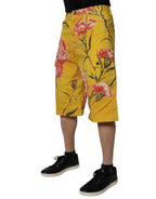 Dolce & Gabbana Yellow Floral Cargo Denim Men Bermuda Shorts - Zeiniez
