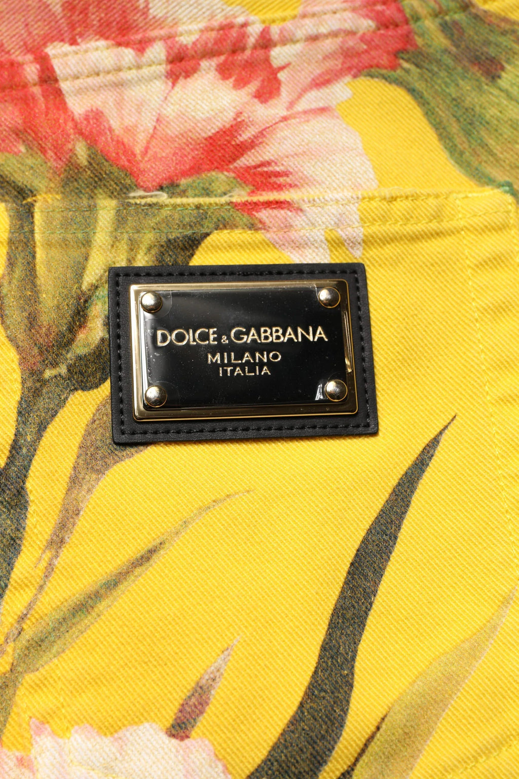 Dolce & Gabbana Yellow Floral Cargo Denim Men Bermuda Shorts - Zeiniez