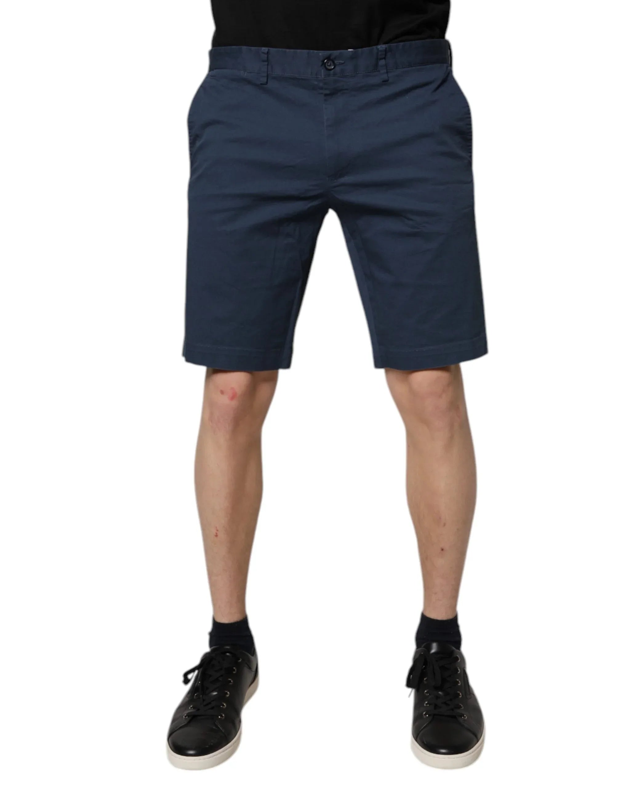 Dolce & Gabbana Blue Cotton Mid Waist Men Bermuda Shorts - Zeiniez