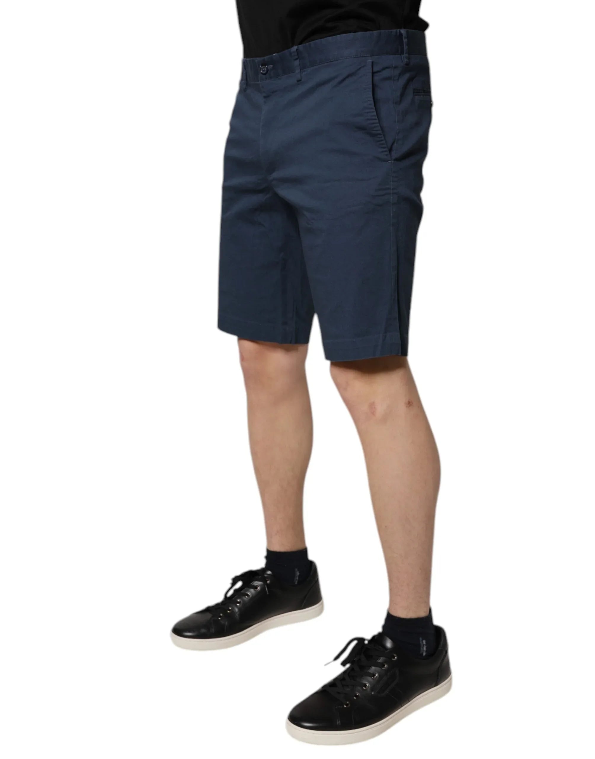 Dolce & Gabbana Blue Cotton Mid Waist Men Bermuda Shorts - Zeiniez