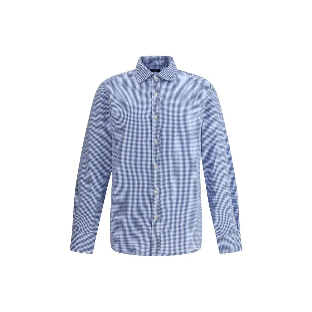 Deperlu Blue Cotton Pattern Shirt - Zeiniez