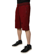 Dolce & Gabbana Maroon Rip Style Bermuda Sweatshorts Shorts - Zeiniez