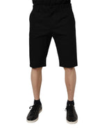 Dolce & Gabbana Black Cotton Stretch Mid Waist Bermuda Shorts - Zeiniez