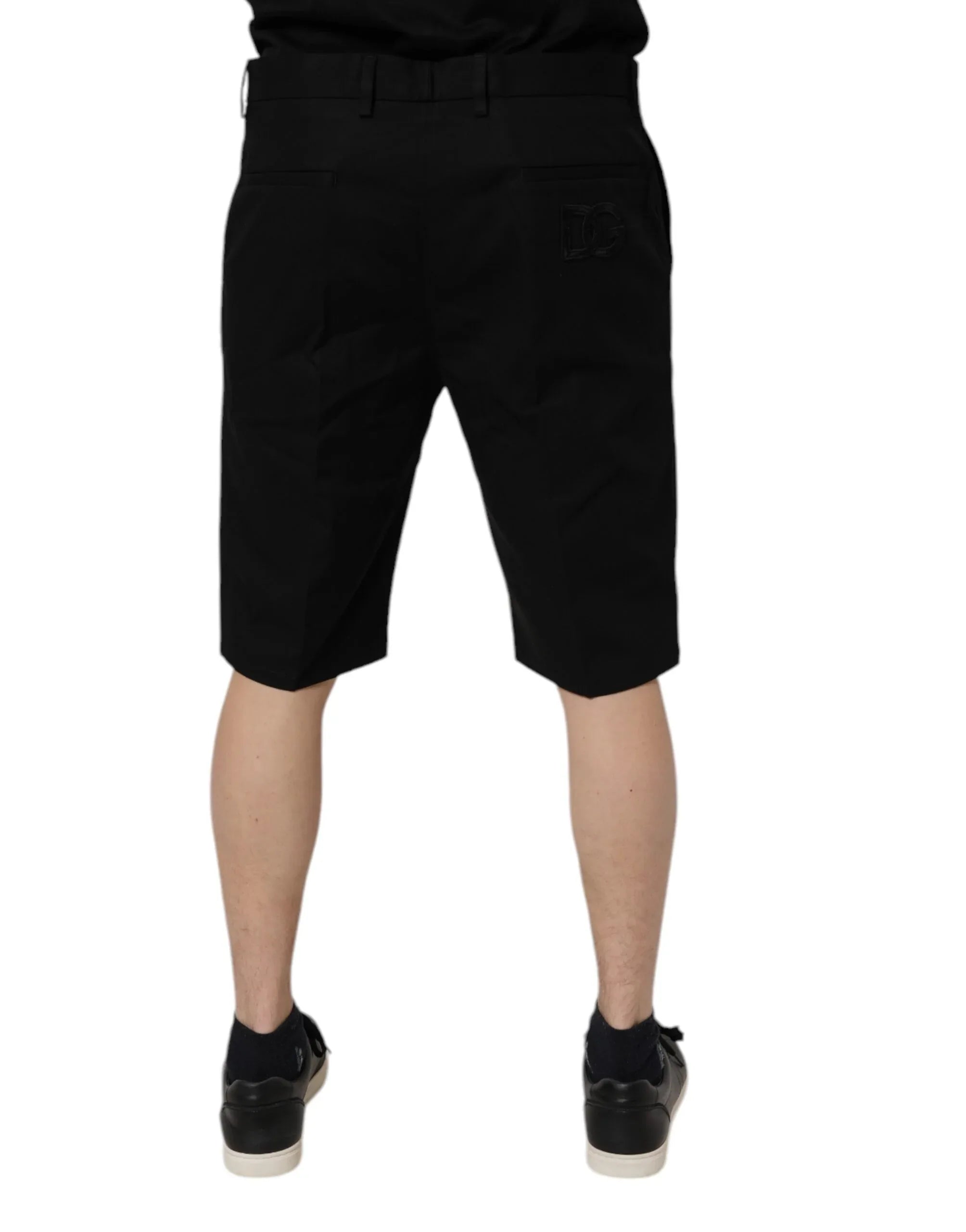 Dolce & Gabbana Black Cotton Stretch Mid Waist Bermuda Shorts - Zeiniez