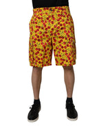 Dolce & Gabbana Yellow Cherry Print Cotton Men Bermuda Shorts - Zeiniez