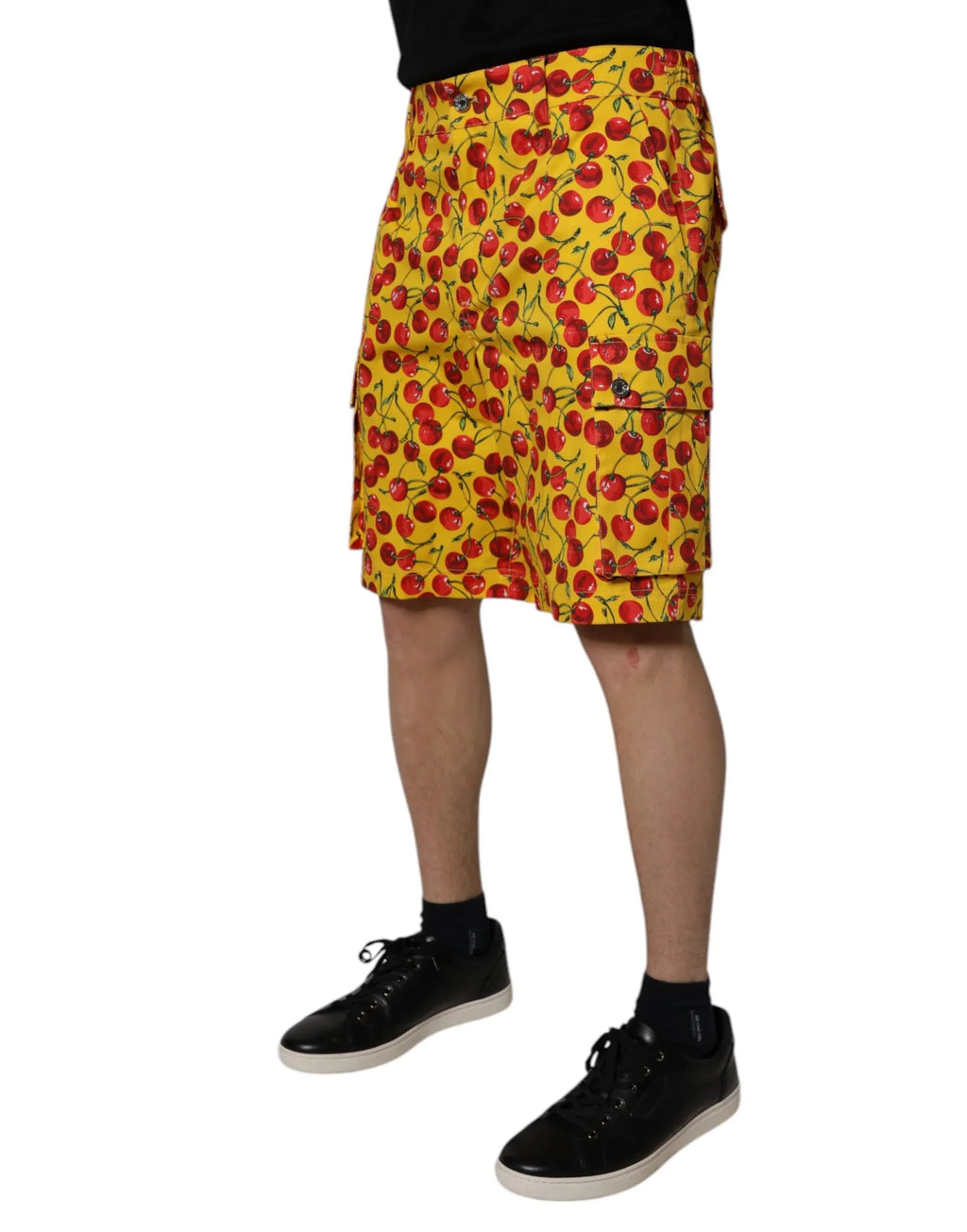 Dolce & Gabbana Yellow Cherry Print Cotton Men Bermuda Shorts - Zeiniez