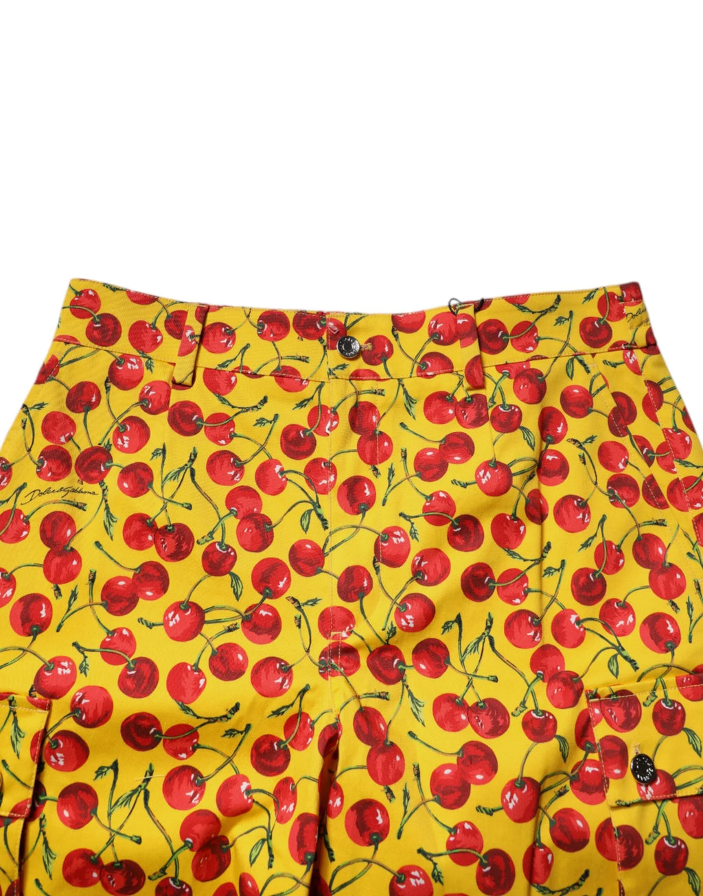 Dolce & Gabbana Yellow Cherry Print Cotton Men Bermuda Shorts - Zeiniez