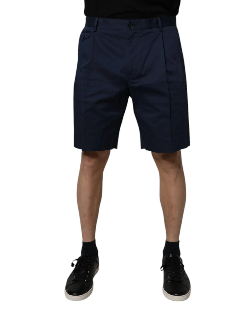 Dolce & Gabbana Dark Blue Cotton Mid Waist Men Bermuda Shorts - Zeiniez