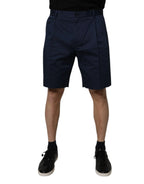 Dolce & Gabbana Dark Blue Cotton Mid Waist Men Bermuda Shorts - Zeiniez