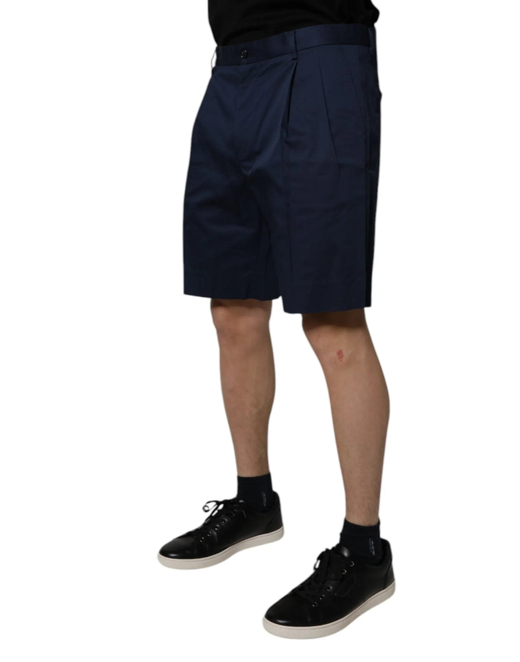Dolce & Gabbana Dark Blue Cotton Mid Waist Men Bermuda Shorts - Zeiniez