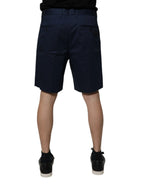 Dolce & Gabbana Dark Blue Cotton Mid Waist Men Bermuda Shorts - Zeiniez