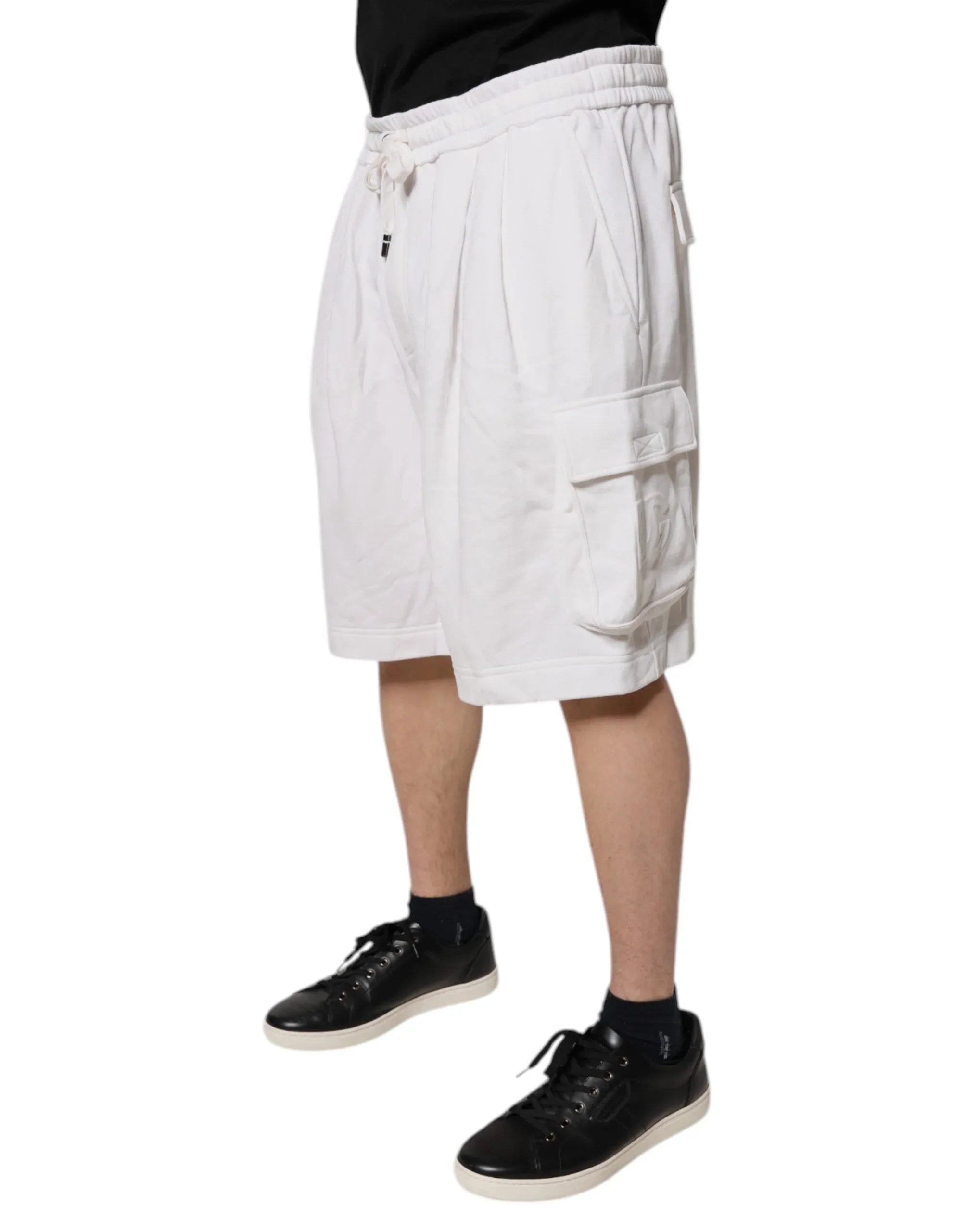 Dolce & Gabbana White Cotton Cargo Bermuda Sweatshorts Shorts - Zeiniez
