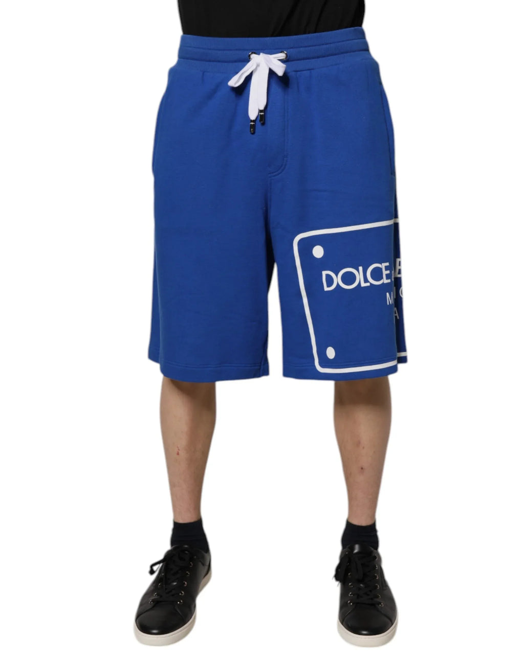 Dolce & Gabbana Blue Logo Cotton Bermuda Sweatshorts Shorts - Zeiniez