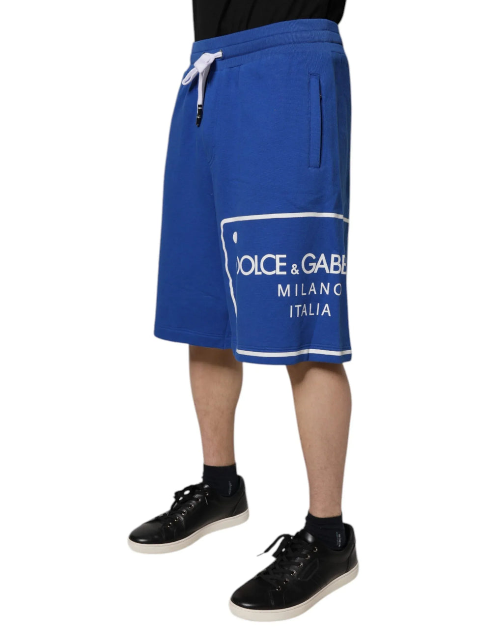 Dolce & Gabbana Blue Logo Cotton Bermuda Sweatshorts Shorts - Zeiniez