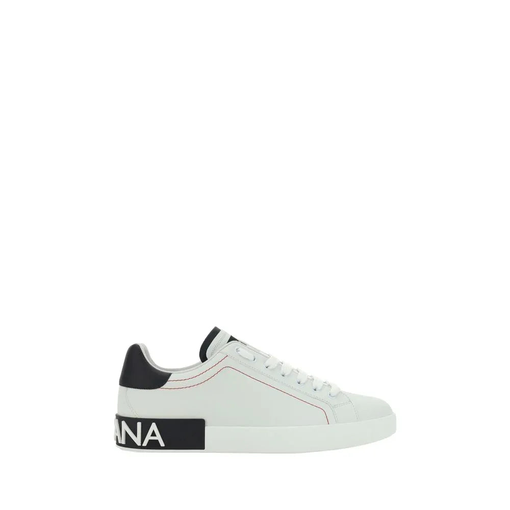 Dolce & Gabbana White Calf Leather Bos Taurus Low Top Sneakers - Zeiniez
