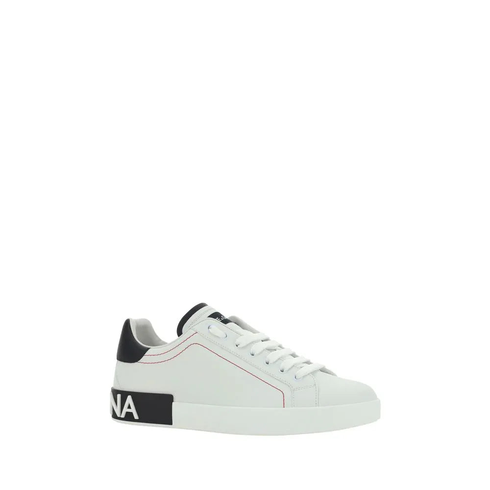 Dolce & Gabbana White Calf Leather Bos Taurus Low Top Sneakers - Zeiniez