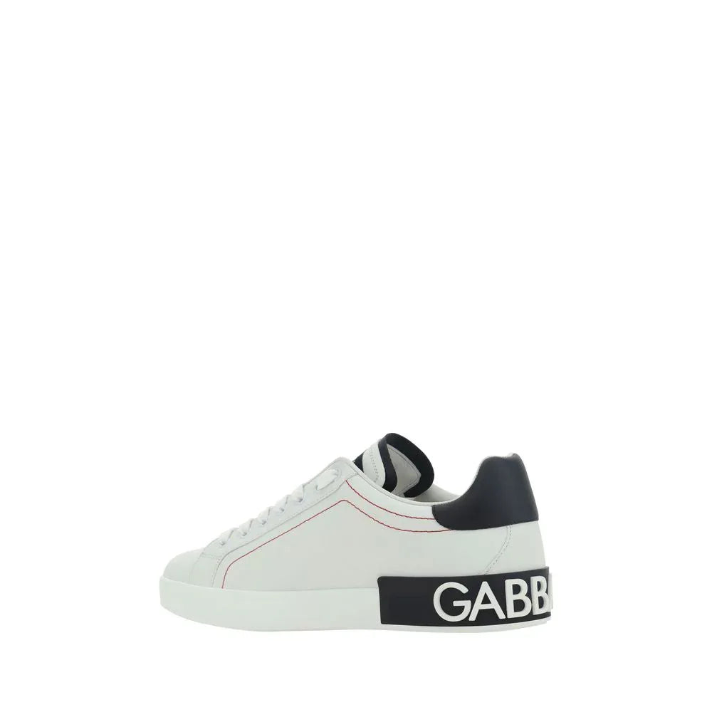 Dolce & Gabbana White Calf Leather Bos Taurus Low Top Sneakers - Zeiniez