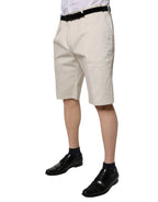 Dolce & Gabbana Beige Cotton Stretch Mid Waist Bermuda Shorts - Zeiniez