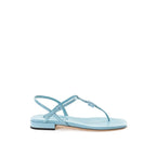 Miu Miu Blue Patent Leather Flip-Flop Sandals - Zeiniez