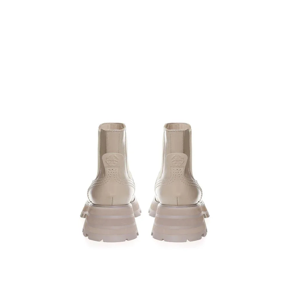 Alexander McQueen Beige Leather Chelsea Boots - Zeiniez