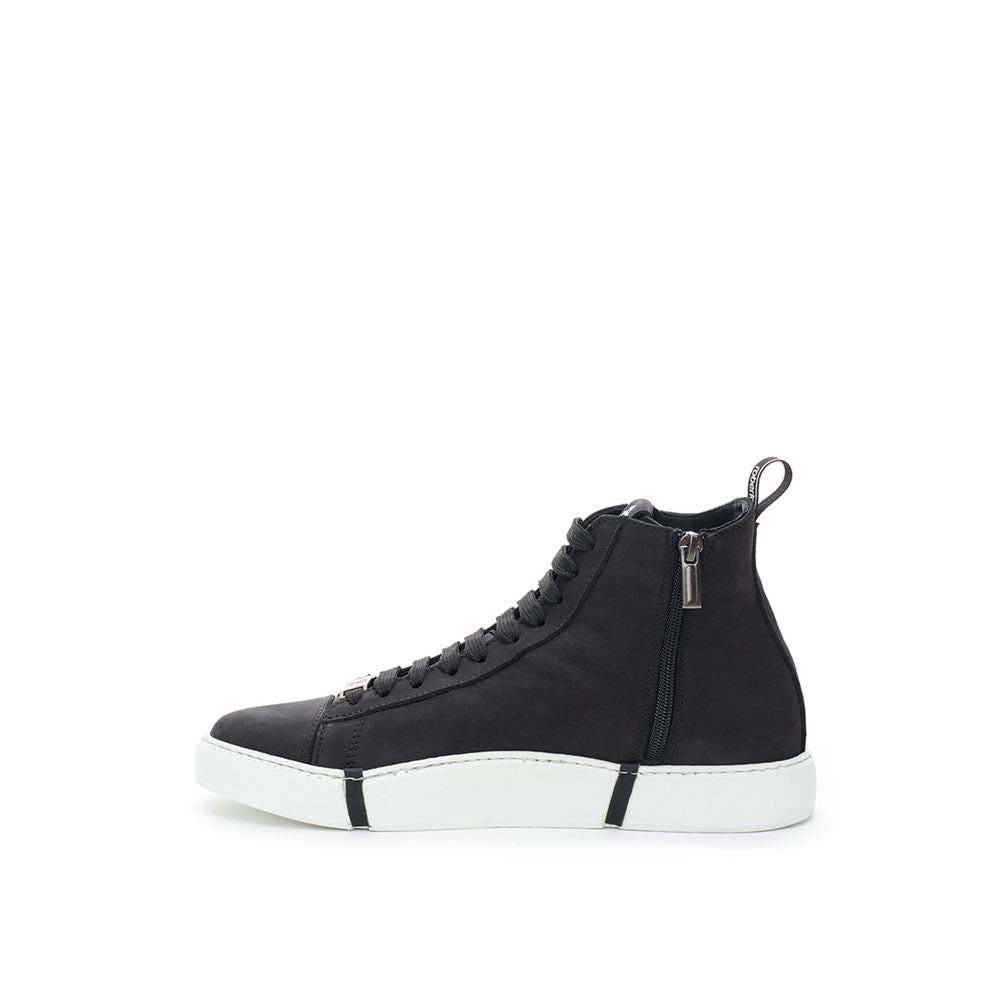 Roberto Cavalli Black Suede Leather High Top Sneakers - Zeiniez