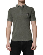 Dolce & Gabbana Army Green Logo Plaque Cotton Polo Shirt T-shirt - Zeiniez