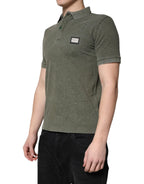 Dolce & Gabbana Army Green Logo Plaque Cotton Polo Shirt T-shirt - Zeiniez