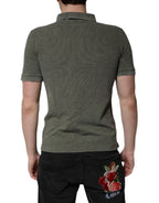 Dolce & Gabbana Army Green Logo Plaque Cotton Polo Shirt T-shirt - Zeiniez
