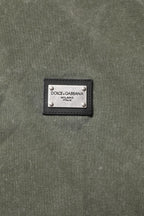 Dolce & Gabbana Army Green Logo Plaque Cotton Polo Shirt T-shirt - Zeiniez