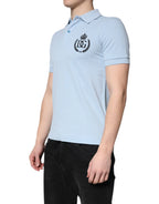 Dolce & Gabbana Sky Blue Cotton Crown Collared Polo T-shirt - Zeiniez