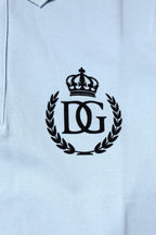 Dolce & Gabbana Sky Blue Cotton Crown Collared Polo T-shirt - Zeiniez