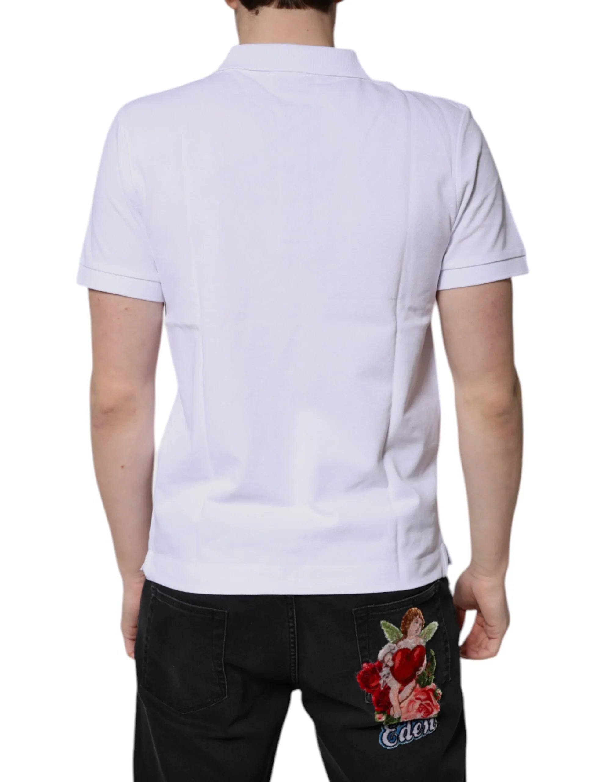 Dolce & Gabbana White Cotton Crown Collared Men Polo T-shirt - Zeiniez