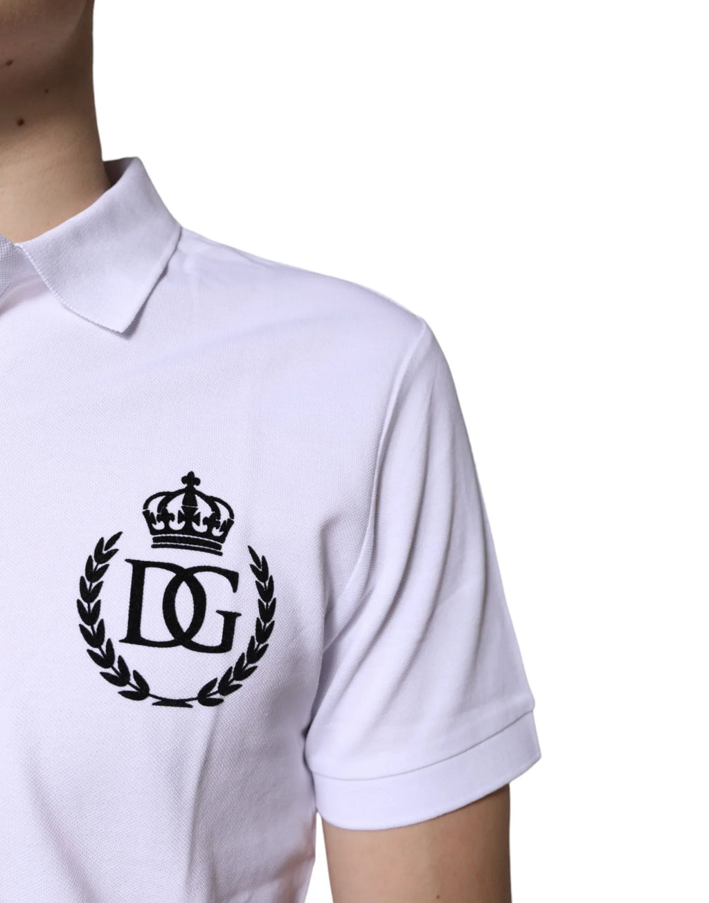 Dolce & Gabbana White Cotton Crown Collared Men Polo T-shirt - Zeiniez