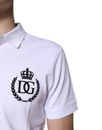 Dolce & Gabbana White Cotton Crown Collared Men Polo T-shirt - Zeiniez