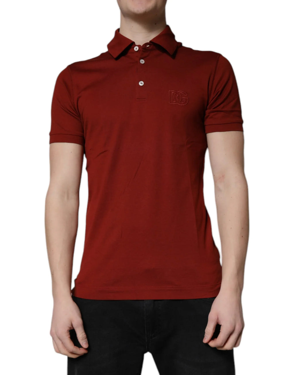 Dolce & Gabbana Red Cotton DG Logo Collared Men Polo T-shirt - Zeiniez