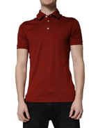 Dolce & Gabbana Red Cotton DG Logo Collared Men Polo T-shirt - Zeiniez