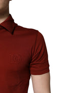 Dolce & Gabbana Red Cotton DG Logo Collared Men Polo T-shirt - Zeiniez