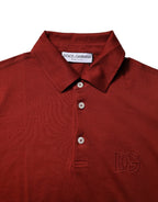Dolce & Gabbana Red Cotton DG Logo Collared Men Polo T-shirt - Zeiniez