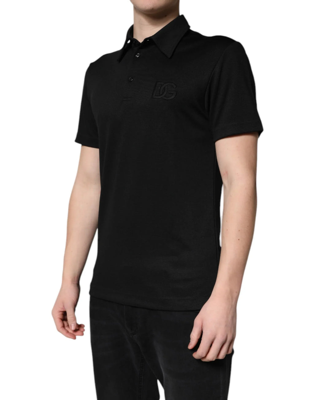 Dolce & Gabbana Black Polyester DG Logo Collared Polo T-shirt - Zeiniez