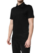 Dolce & Gabbana Black Polyester DG Logo Collared Polo T-shirt - Zeiniez