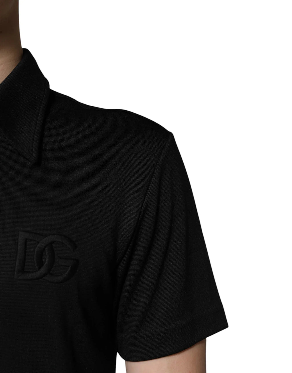 Dolce & Gabbana Black Polyester DG Logo Collared Polo T-shirt - Zeiniez