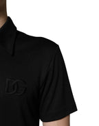 Dolce & Gabbana Black Polyester DG Logo Collared Polo T-shirt - Zeiniez