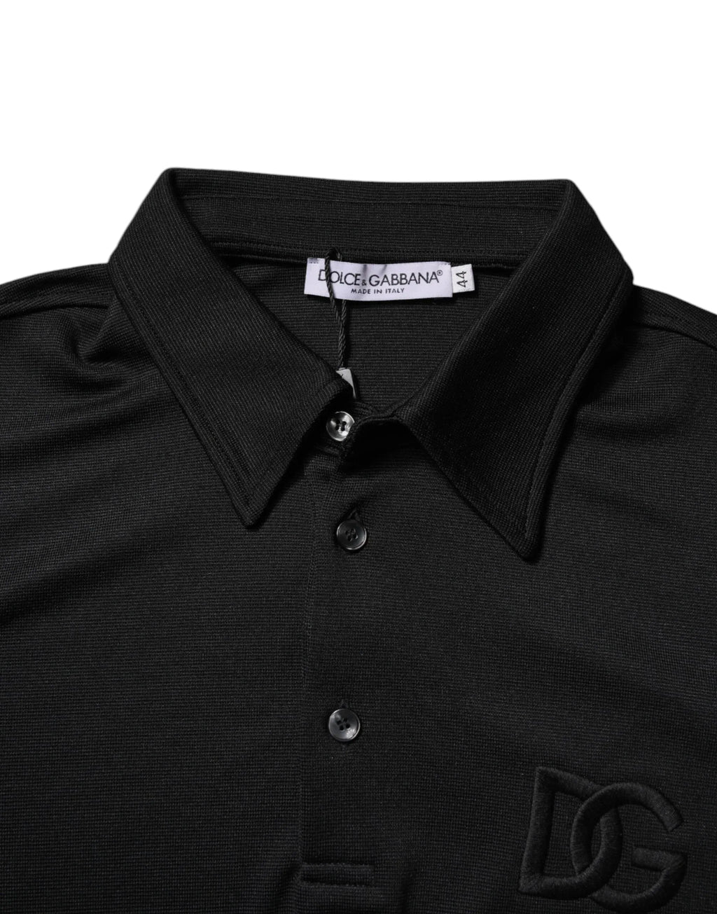Dolce & Gabbana Black Polyester DG Logo Collared Polo T-shirt - Zeiniez