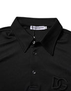 Dolce & Gabbana Black Polyester DG Logo Collared Polo T-shirt - Zeiniez