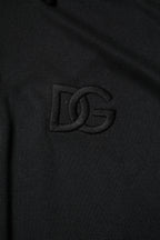 Dolce & Gabbana Black Polyester DG Logo Collared Polo T-shirt